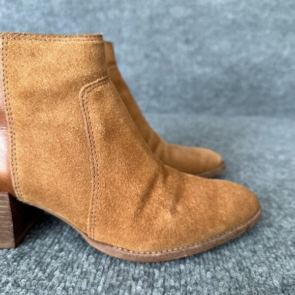 Madewell Asher Booties Womens 7 Brown Suede Leather Side Zip Heel Casual Boots - Picture 3 of 16